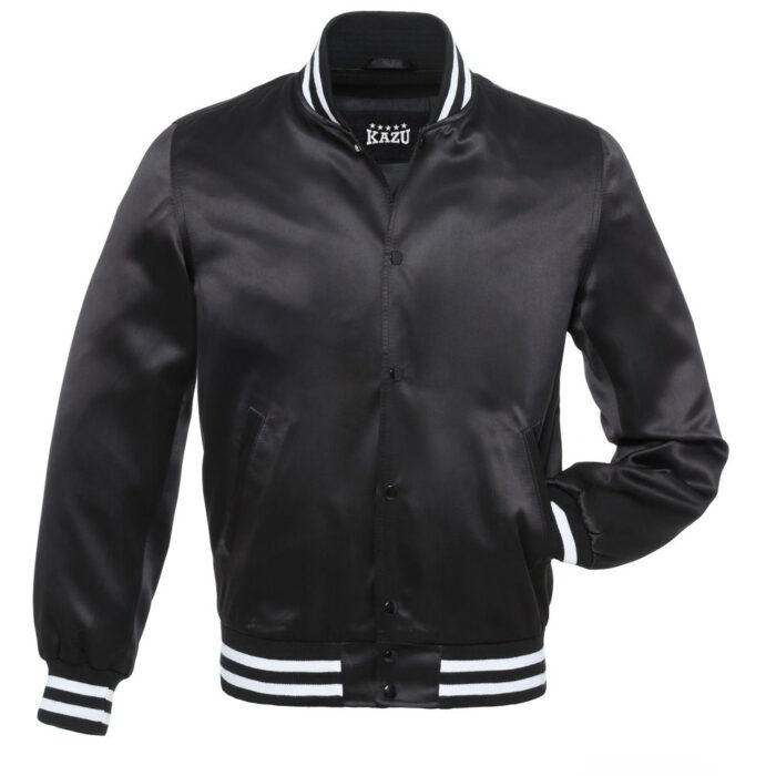 Satin Varsity Jacket Black/White - Image 1
