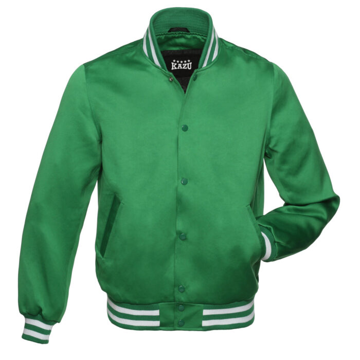 Satin Varsity Jacket Green/White - Image 1