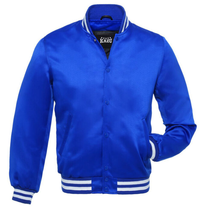 Satin Varsity Jacket Blue/White - Image 1