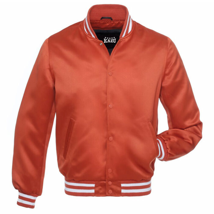 Satin Varsity Jacket Orange/White - Image 1