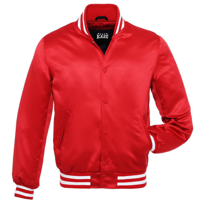 Satin Varsity Jacket Red/White - Image 1