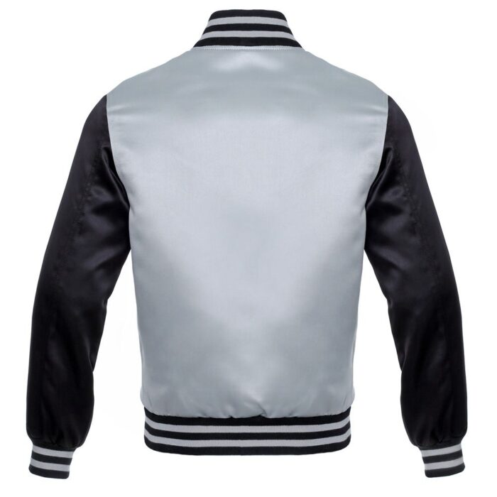 Satin Varsity Jacket Grey/Black - Image 2